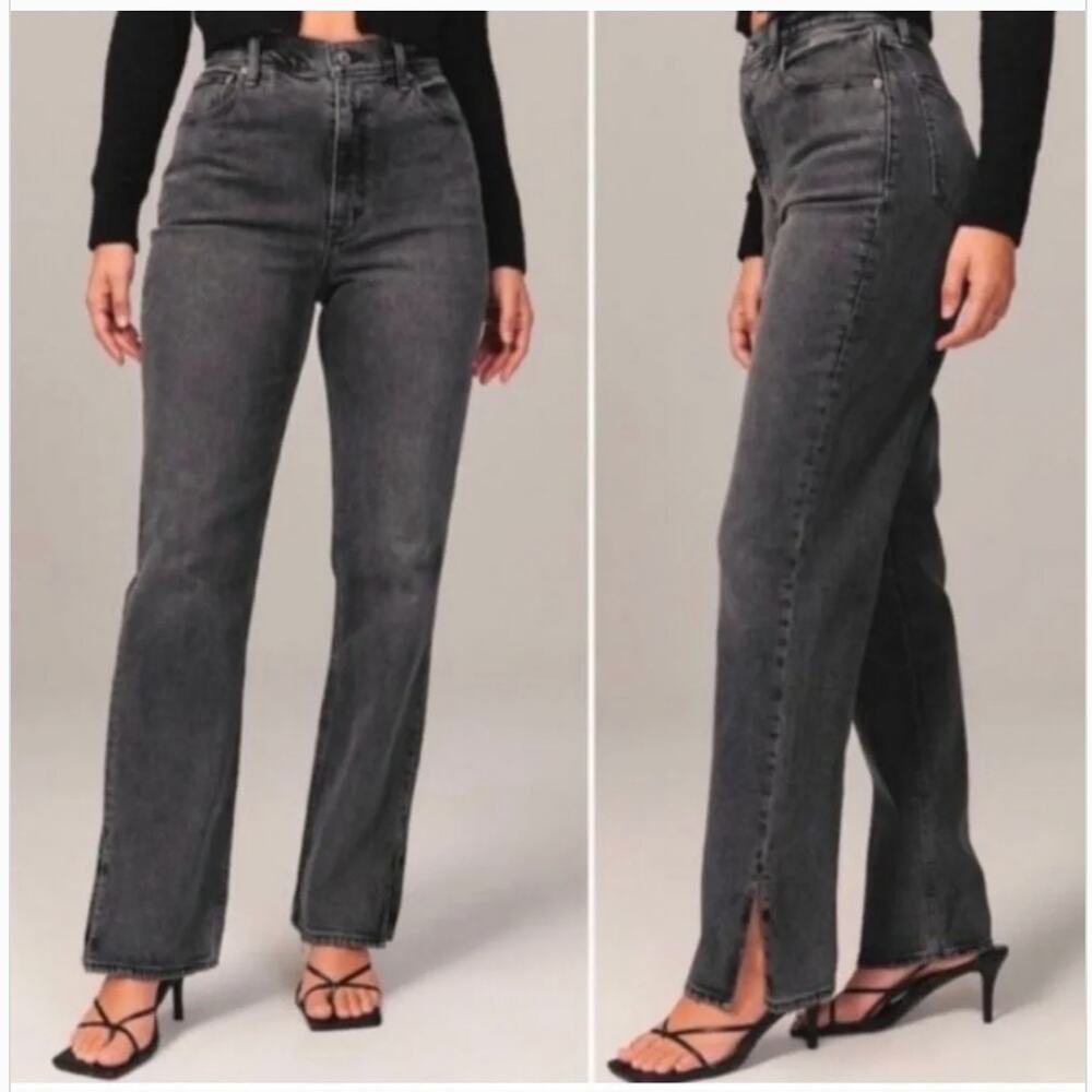 Abercrombie & Fitch 90s Straight Ultra High-Rise Curve Love Slit Hem Jeans 26